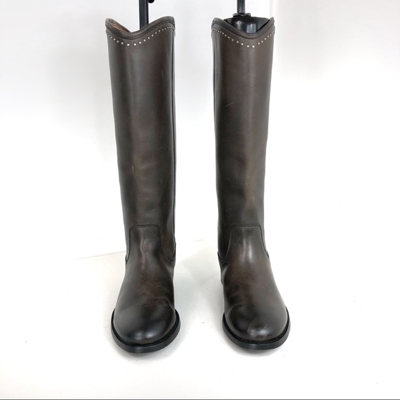 Frye Melissa Button Stud Knee Brown Boot Sz 5.5 B - Picture 2 of 8